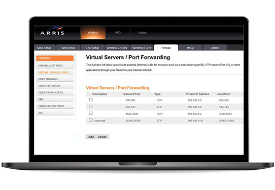 Steps for Port Forwarding Arris Router