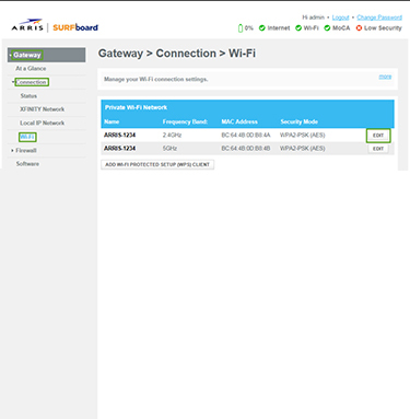 Switch the Network Frequency on Arris Router